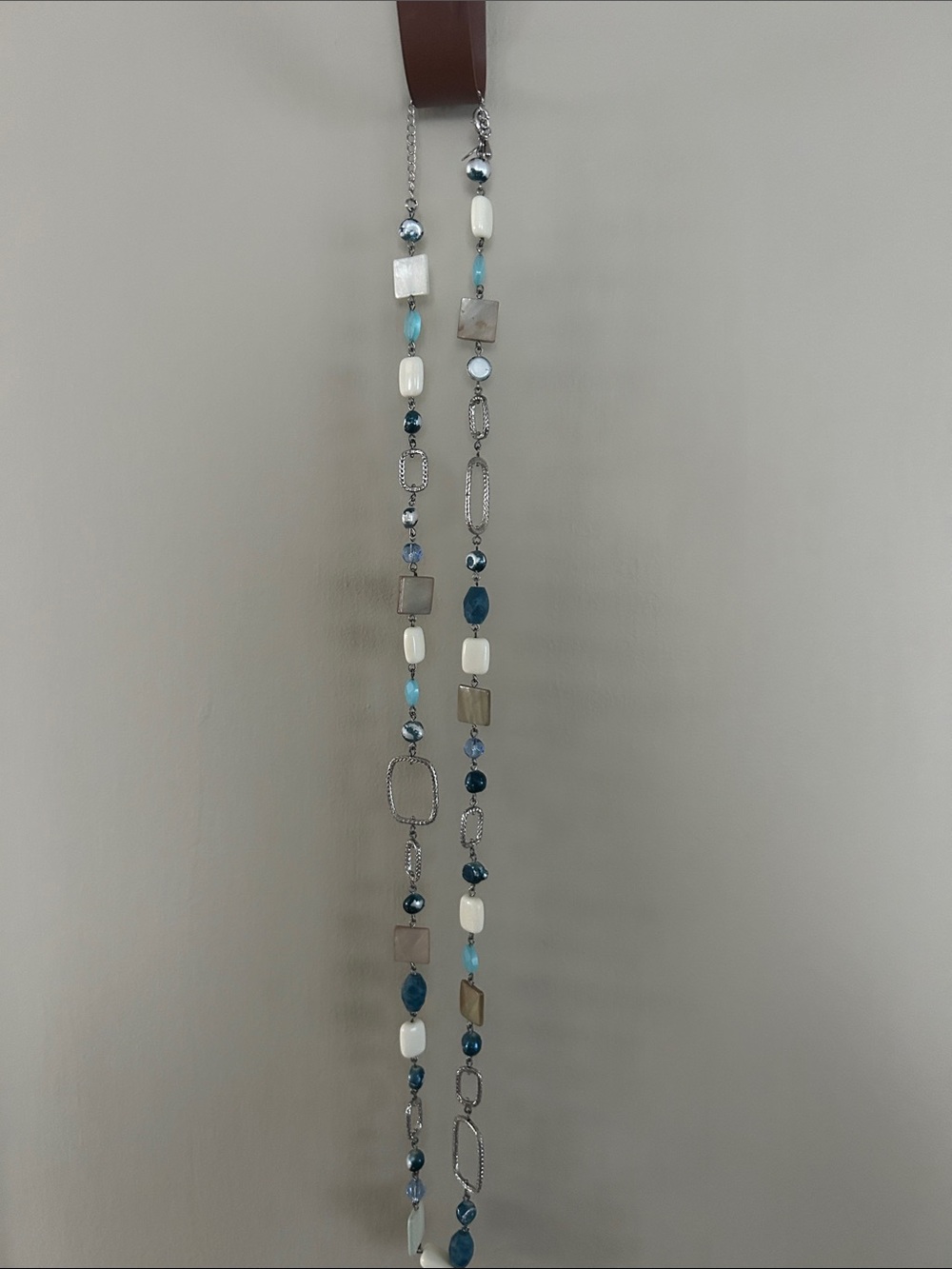 Long Multi-Bead Blue & White Women’s Necklace